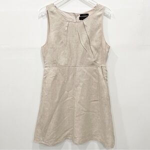 Tahari Sleeveless Linen Tan Dress Size 8